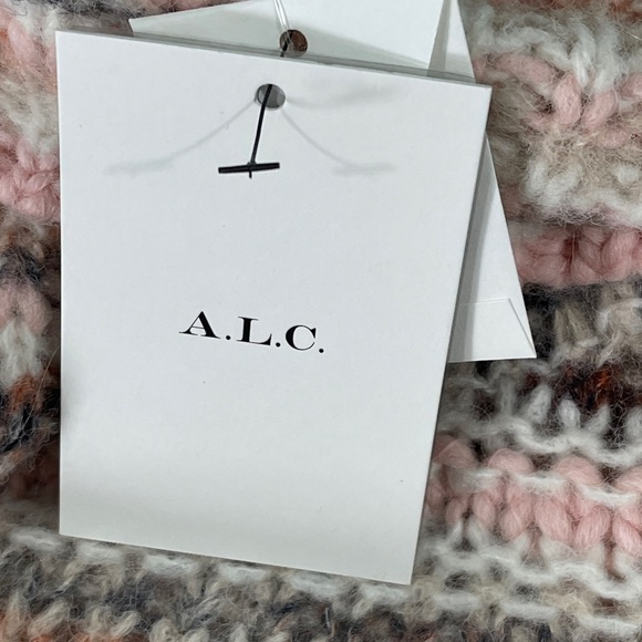 A.L.C. Selina Striped Knitted Wool Turtleneck Sweater Size L Pink Multi - Picture 10 of 10